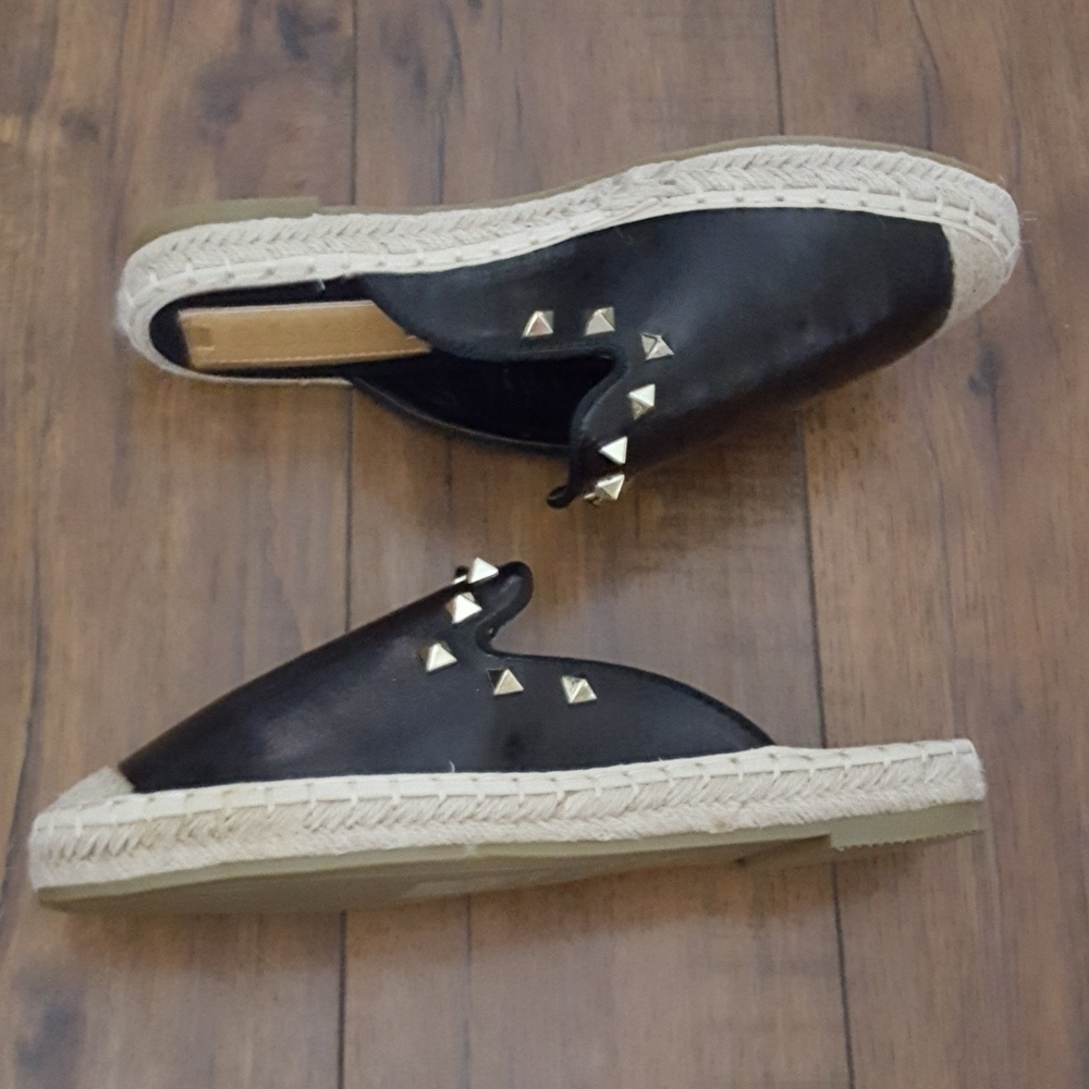 Bella Marie - Black Studded Mule Espadrilles - Picture 2 of 5